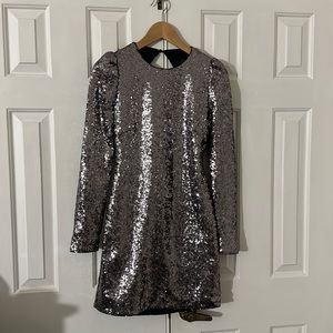Rachel Zoe Sequin Silver Cocktail Dress